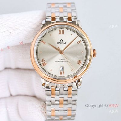 BLS Factory Replica Omega DeVille Prestige Cal.8800 Gray-Two Tone Rose Gold Watches
